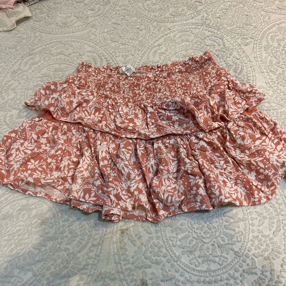 Japna Pink and White Floral Mini Skirt